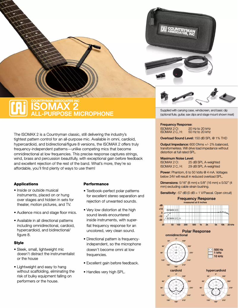 Page 1 de la notice Fiche technique Countryman Isomax 2