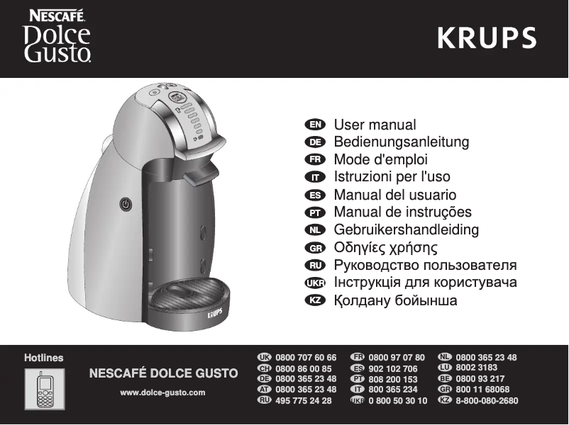 Image de la première page du manuel de l'appareil Nescafé Dolce Gusto Circolo KP5005 Genio KP1500