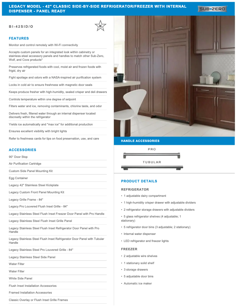 Page n°1 - Manuel utilisateur Sub-Zero BI-42SIO