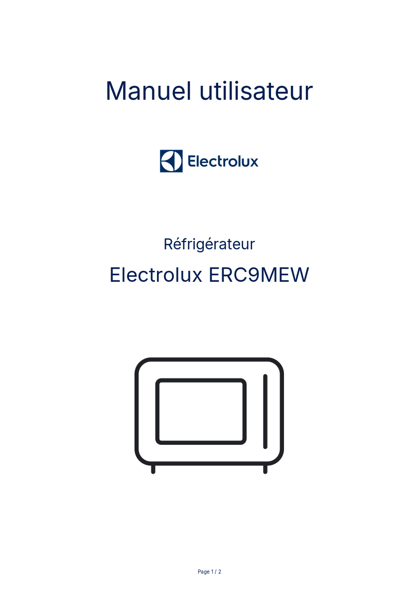 Page n°1 - Manuel utilisateur Electrolux ERC9MEW