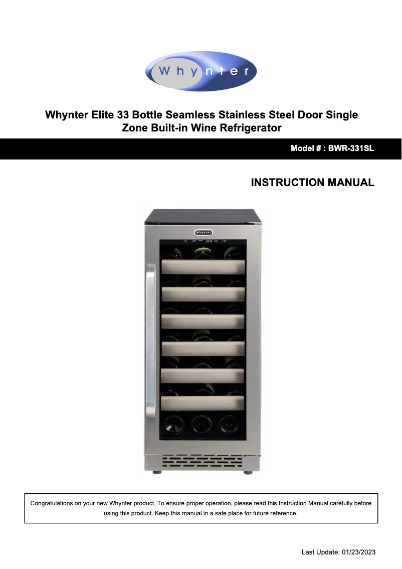 Imagen de la primera página del manual del dispositivo BWR-331SL