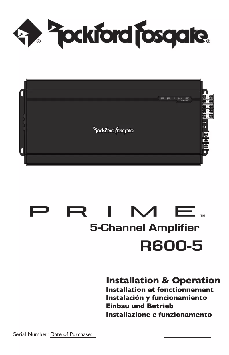 Page 1 de la notice Manuel utilisateur Rockford Fosgate Prime R600-5