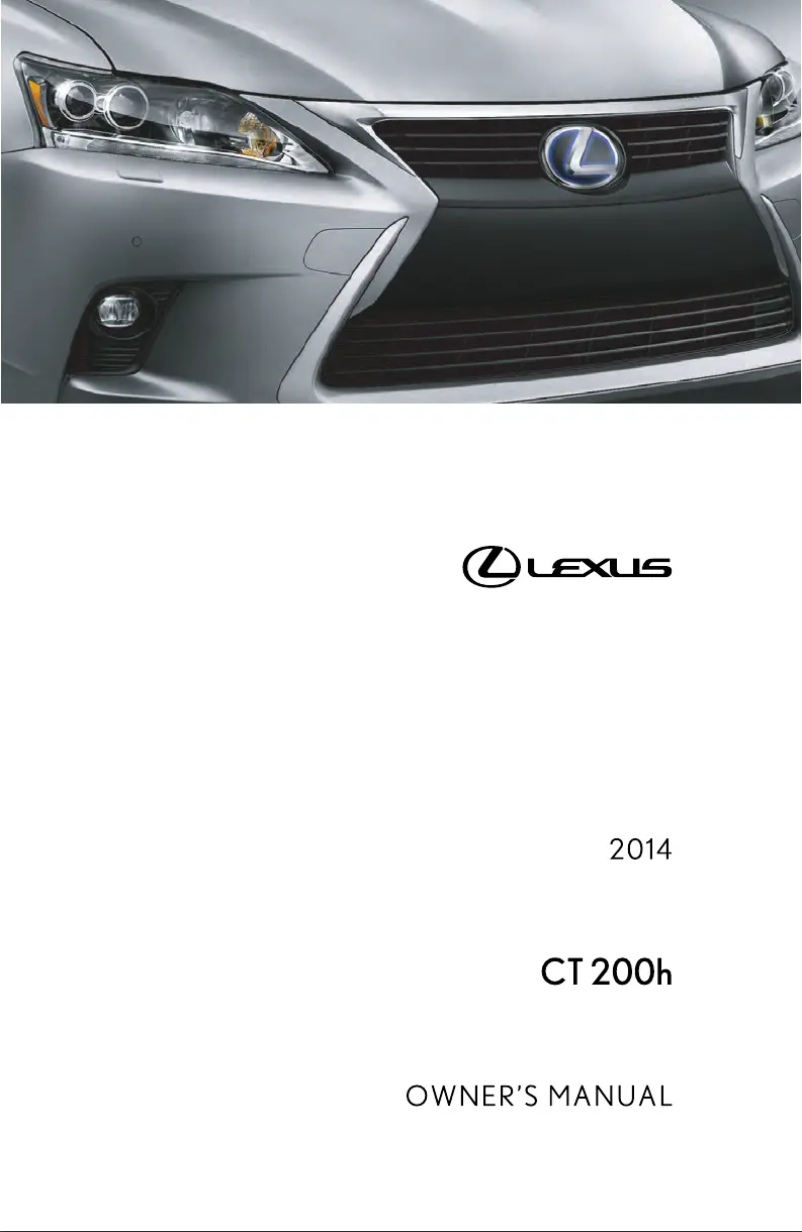 Page 1 de la notice Manuel utilisateur Lexus CT 200h (2014)