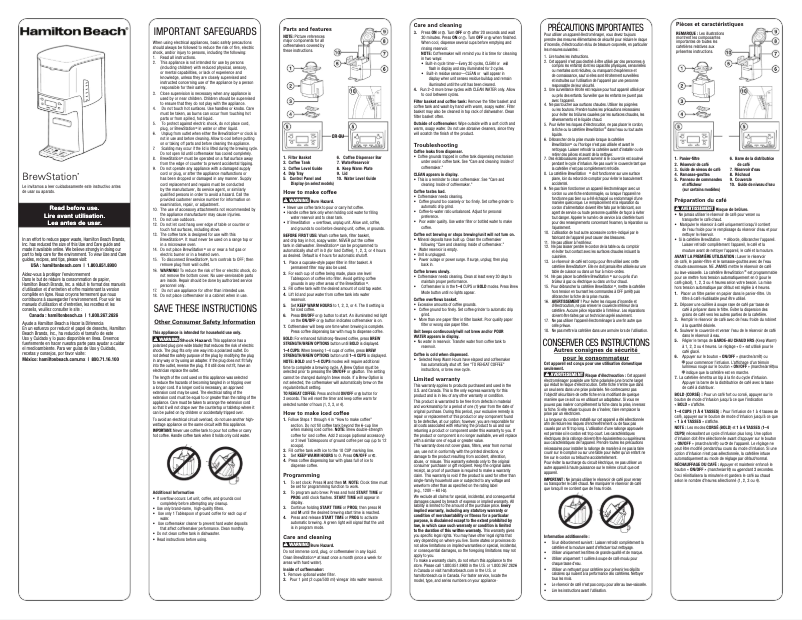 First page image of the manual for BrewStation 48463