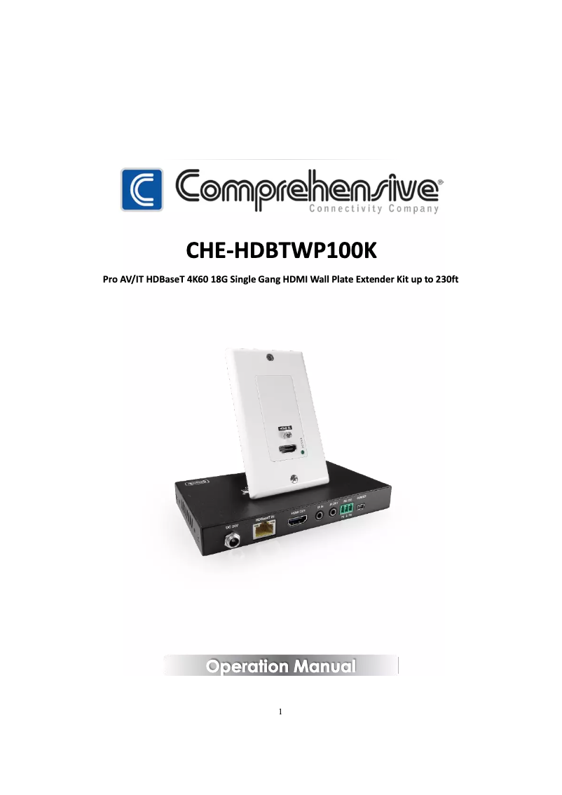 Page n°1 - Manuel utilisateur Comprehensive CHE-HDBTWP100K