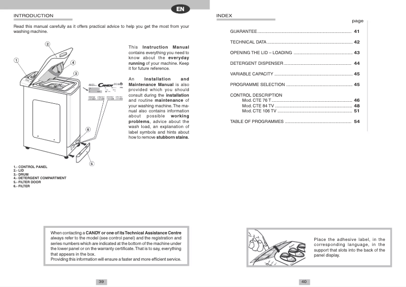 Image de la première page du manuel de l'appareil CTE 84TVES