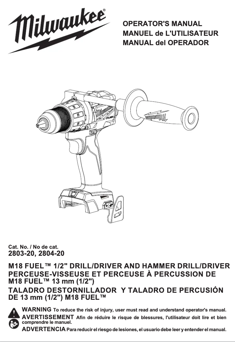 Page n°1 - Manuel utilisateur Milwaukee M18 Fuel 2803-22