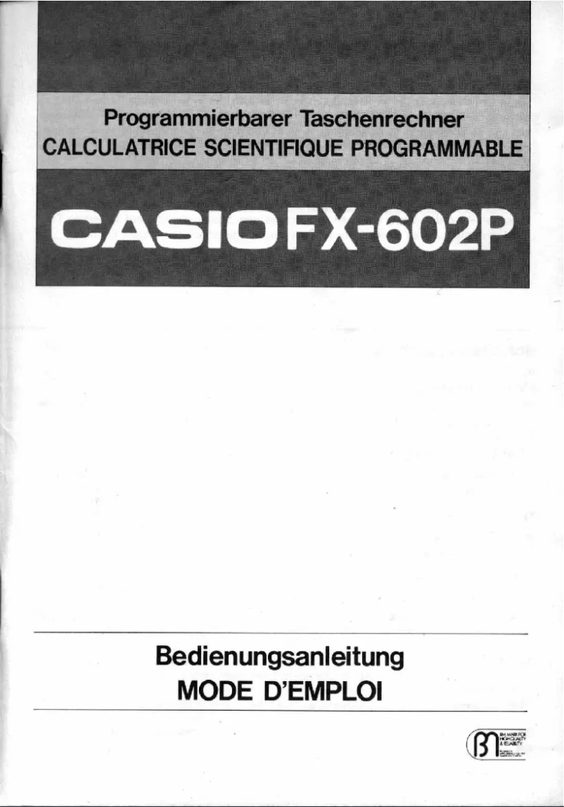 Image de la première page du manuel de l'appareil FX-602P