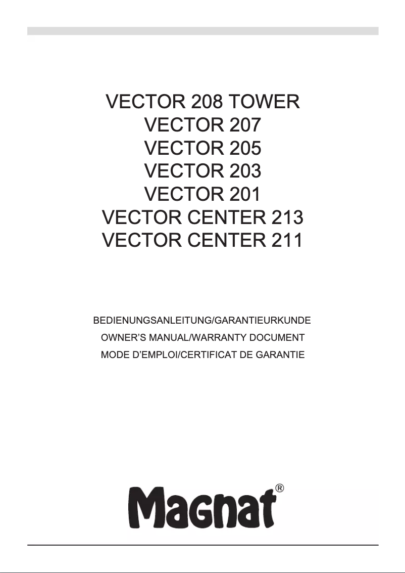 Page n°1 - Manuel utilisateur Magnat Vector 202F