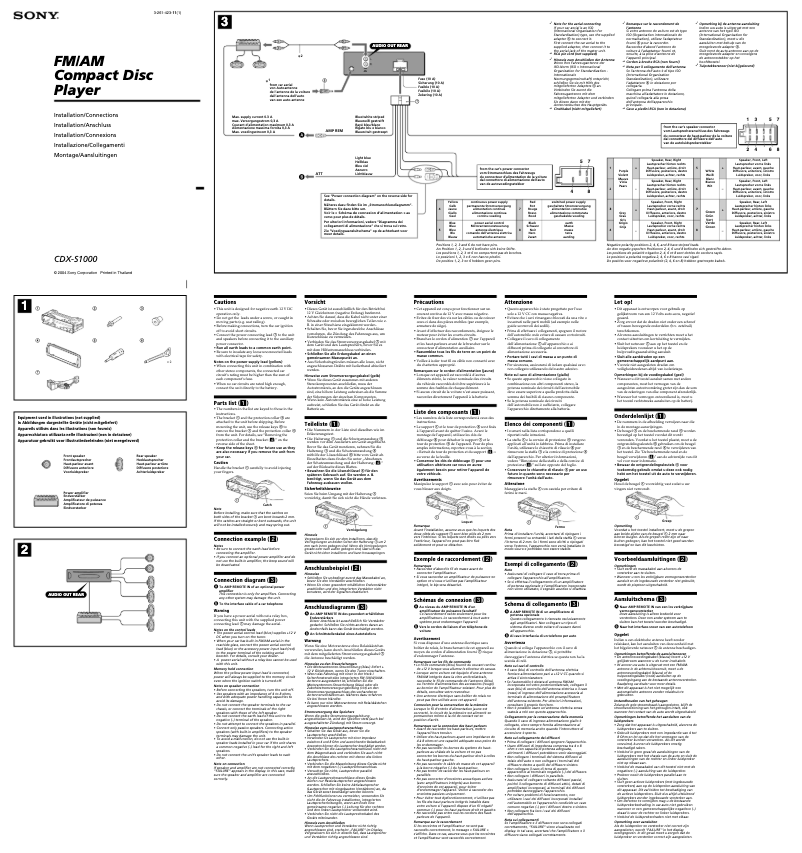 Page 1 de la notice Guide d'installation Sony CDX-S1000