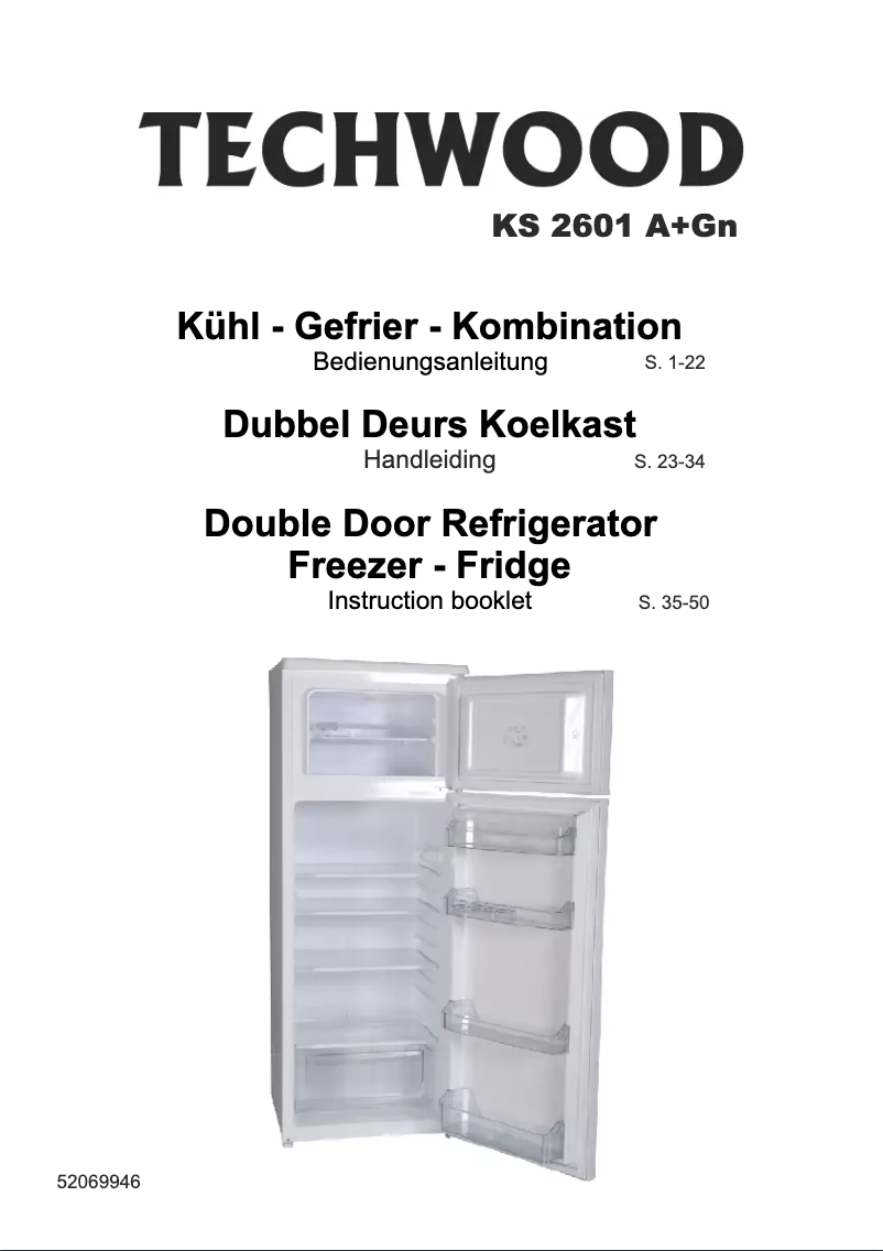 Page 1 de la notice Manuel utilisateur Techwood KS 2601 A+GN