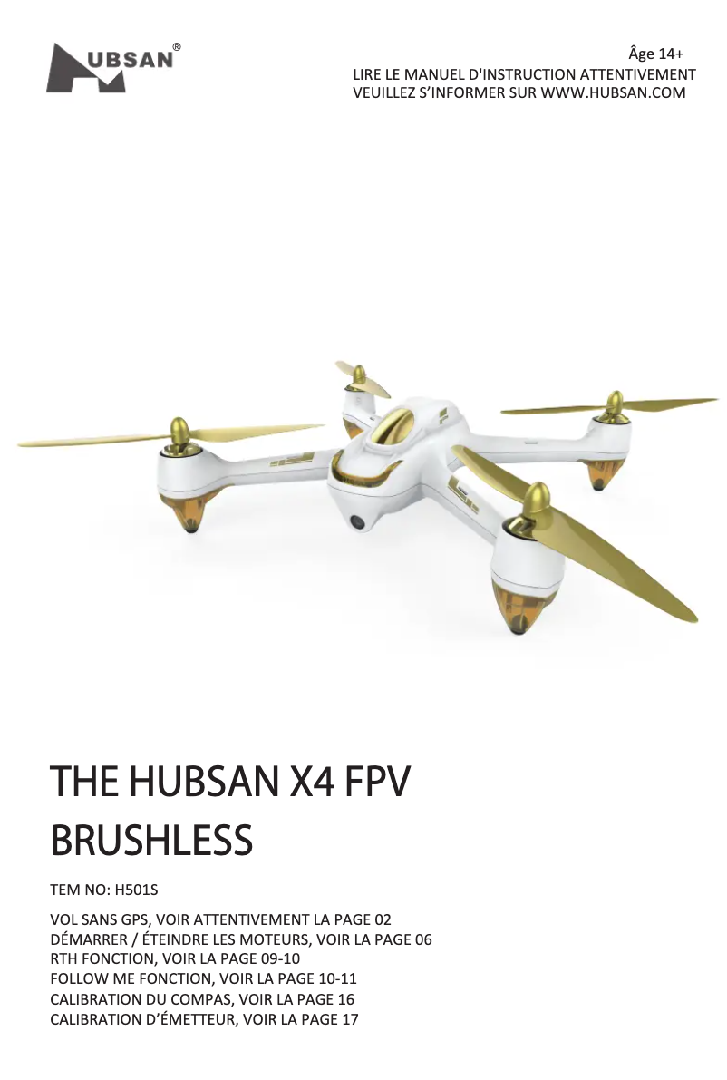 Page 1 de la notice Guide de démarrage rapide Hubsan H501S X4 Air