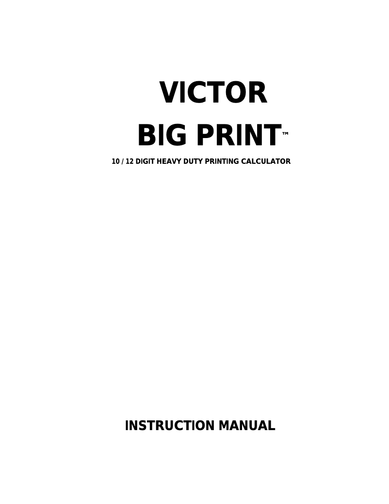 Page 1 de la notice Manuel utilisateur Victor Technology Big Print 1310