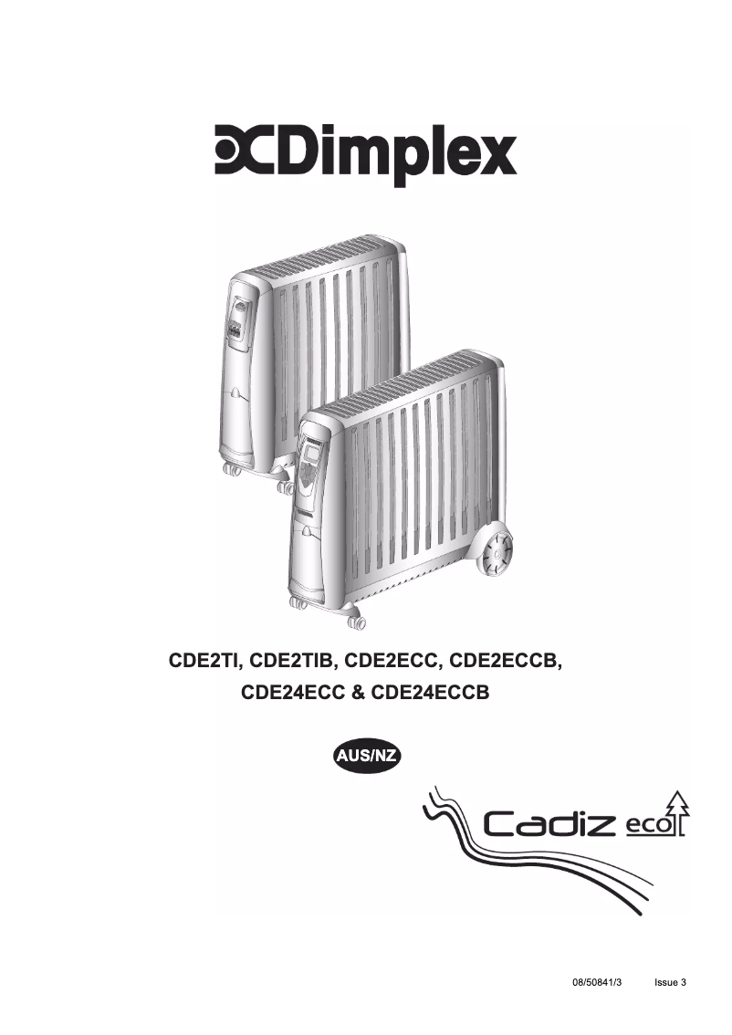 Page n°1 - Manuel utilisateur Dimplex CDE2TIB