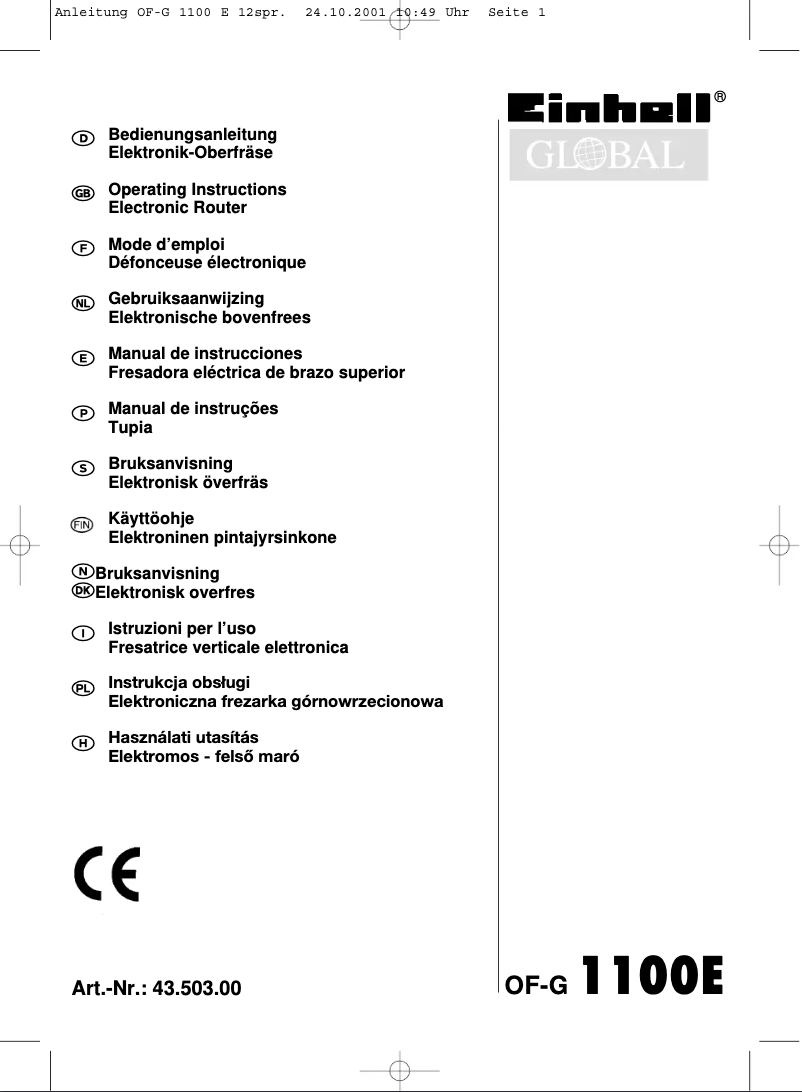 Page 1 de la notice Manuel utilisateur Global OF-G 1100E