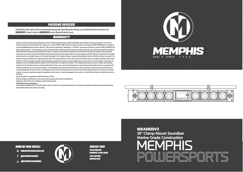 Page 1 of the manual User Manual Memphis Audio MXSB24V3