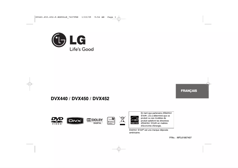 Image de la première page du manuel de l'appareil DVX440