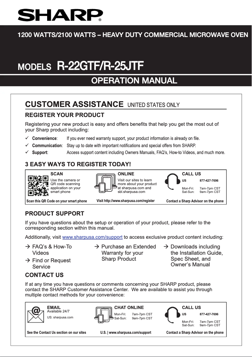 Page 1 de la notice Manuel utilisateur Sharp R25JT