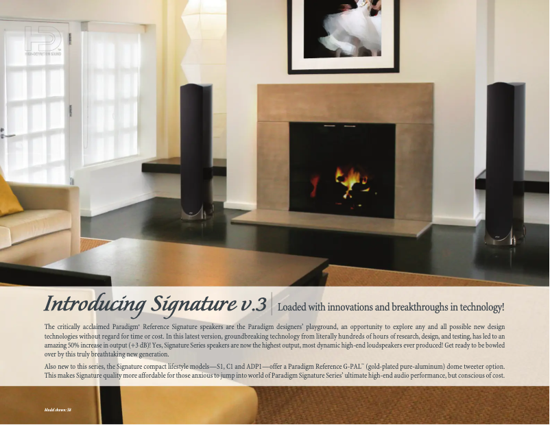 Page 1 de la notice Fiche technique Paradigm Signature S6