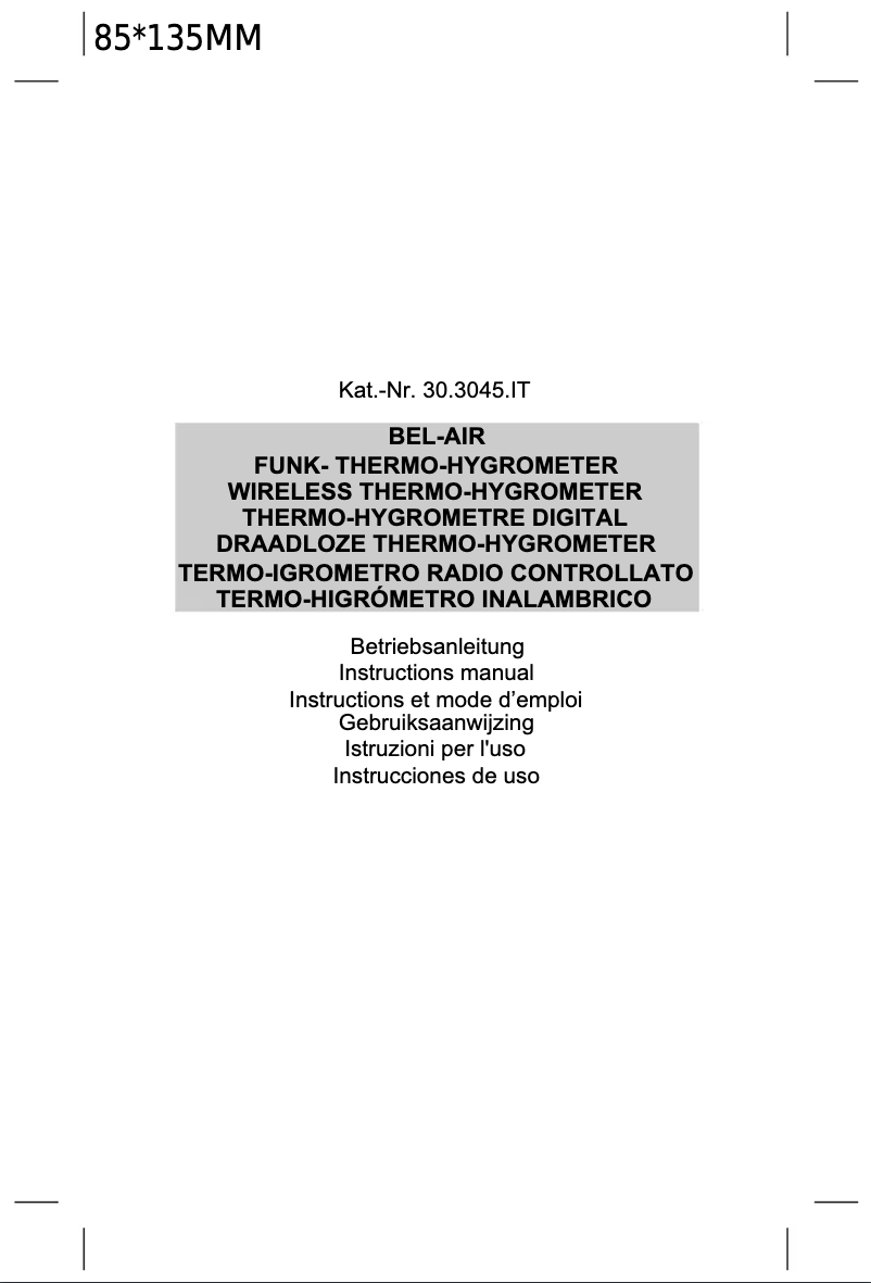 Page 1 de la notice Manuel utilisateur TFA Bel-Air 30.3045.IT