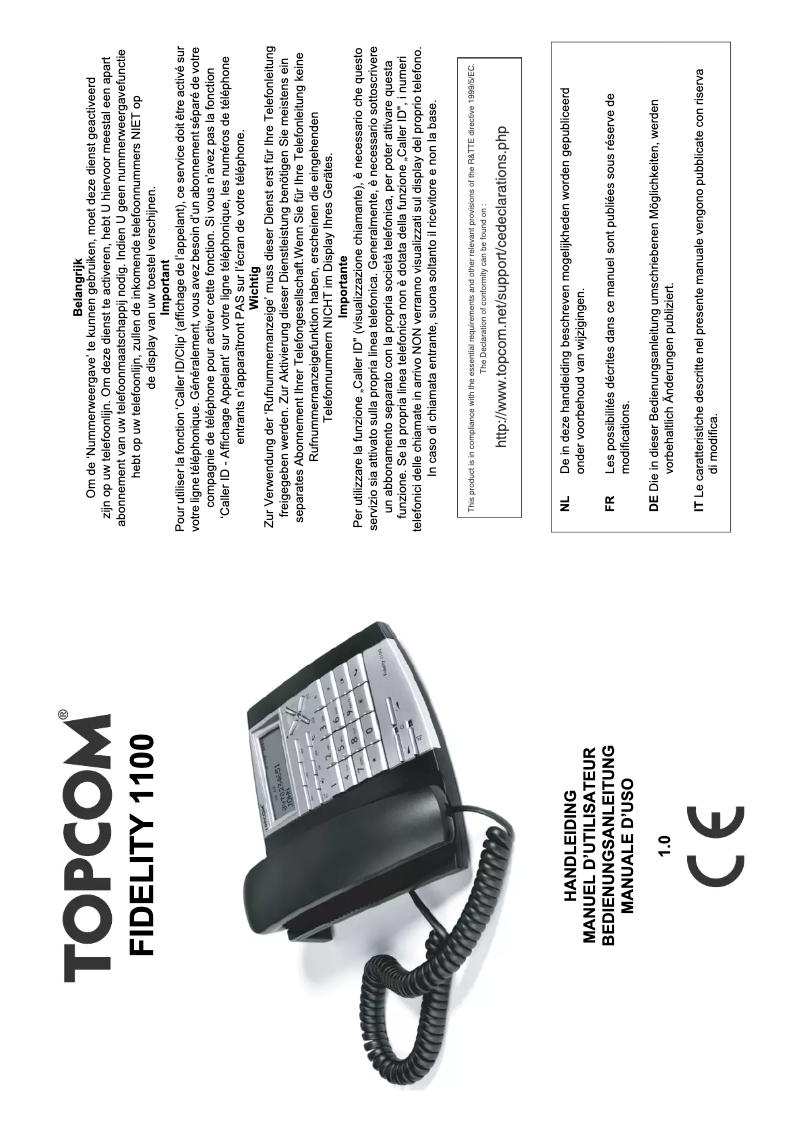 Imagen de la primera página del manual del dispositivo Fidelity 1100