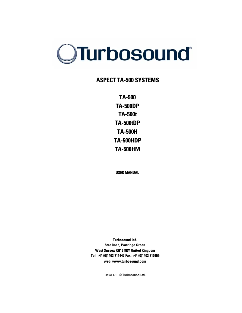 Página 1 del manual Manual de usuario Turbosound TA-500HM