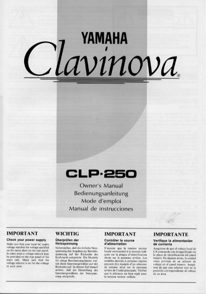 Page 1 de la notice Manuel utilisateur Yamaha Clavinova CLP-250