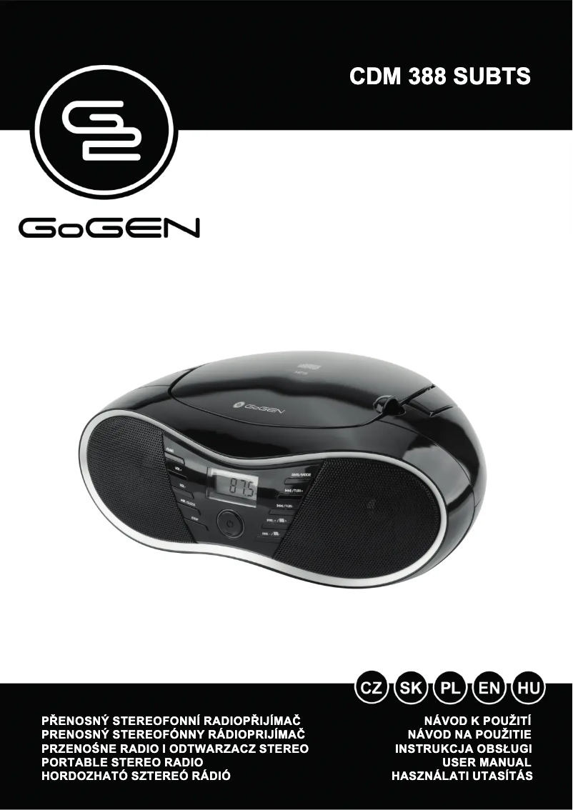 Page 1 de la notice Manuel utilisateur GoGen CDM 388 SUBTS