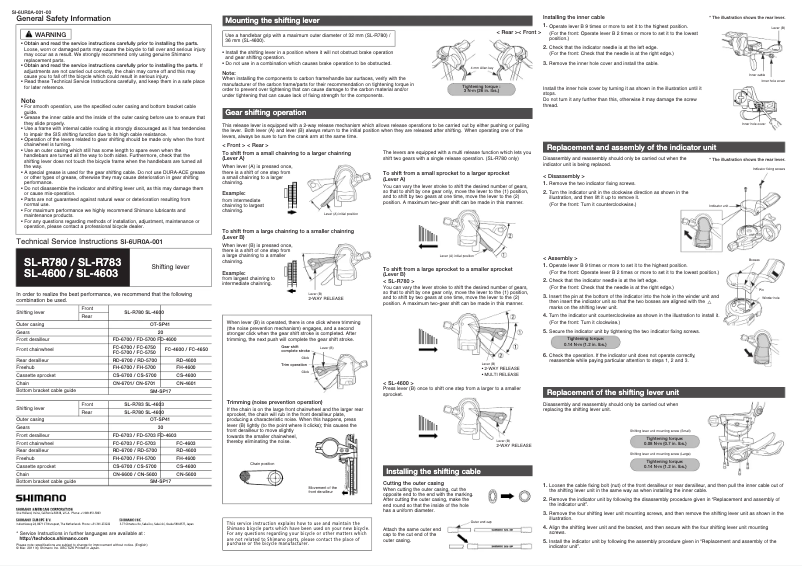 Página 1 del manual Manual de usuario Shimano SL-R780
