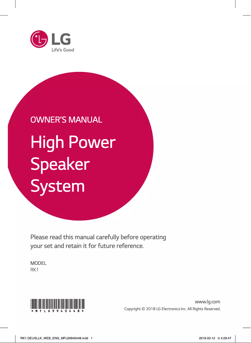 Página 1 del manual Manual de usuario LG RK1