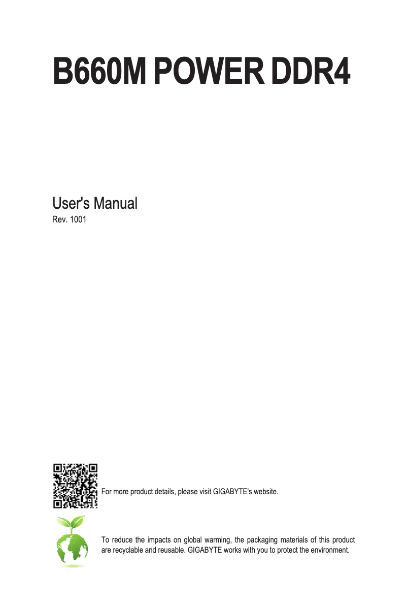 Page 1 de la notice Manuel utilisateur Gigabyte B660M POWER DDR4