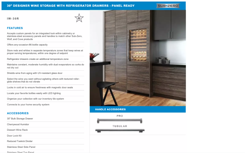 Page 1 de la notice Manuel utilisateur Sub-Zero IW-30R-RH