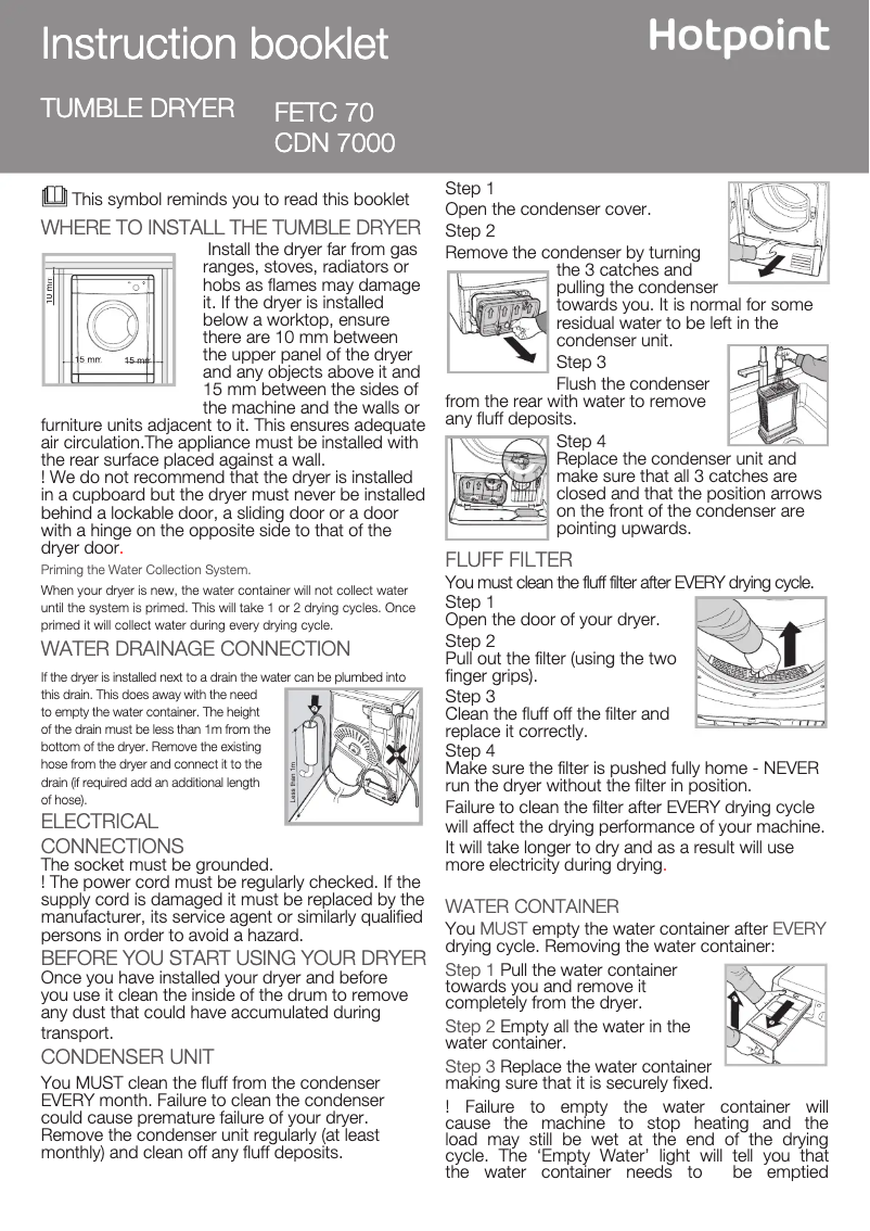 Page 1 de la notice Manuel utilisateur Hotpoint FETC70BP