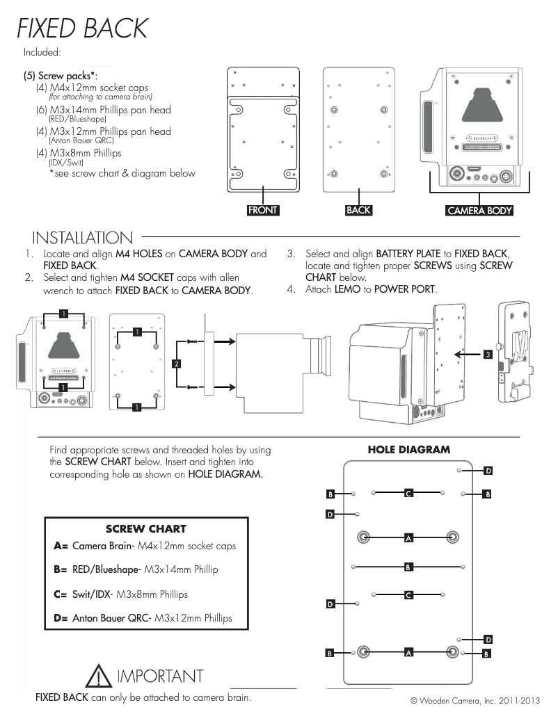 Page 1 de la notice Manuel utilisateur Wooden Camera 159500