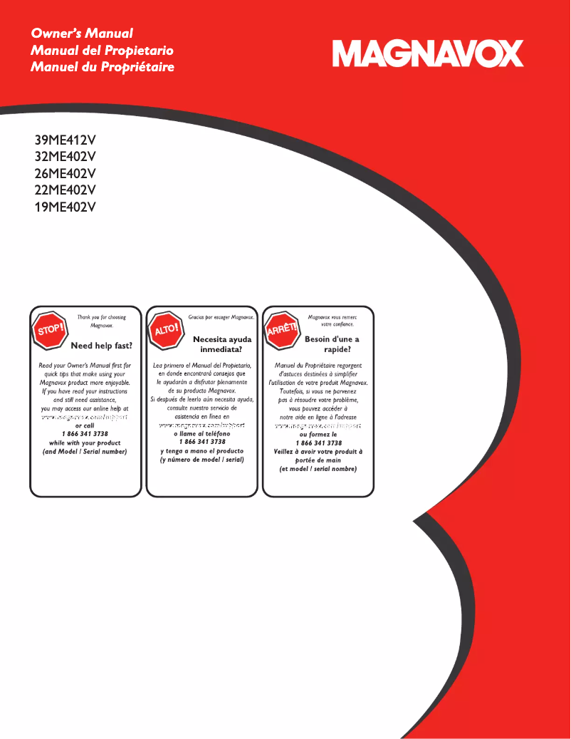 Page 1 de la notice Manuel utilisateur Magnavox 39ME412V