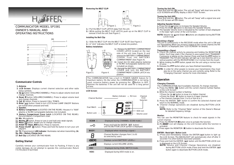 Page n°1 - Manuel utilisateur Hoffer SP3381