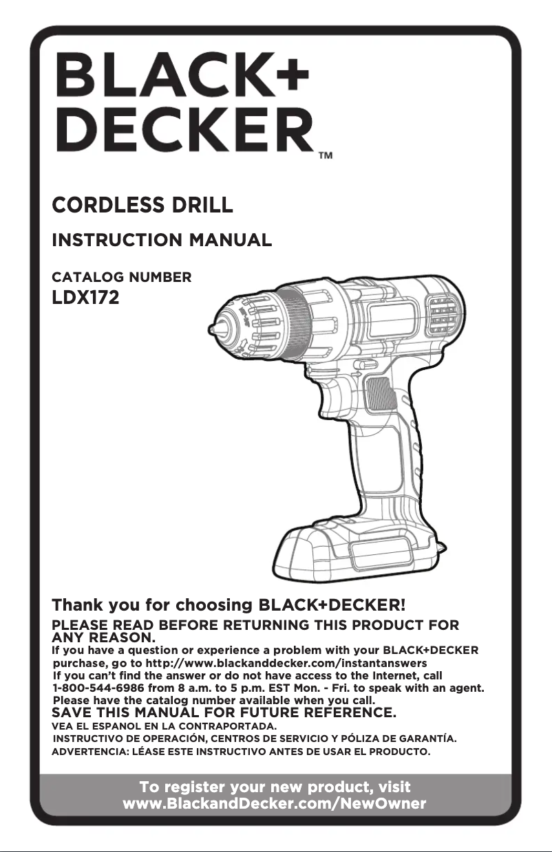 Page 1 of the manual User Manual Black & Decker LDX172PK