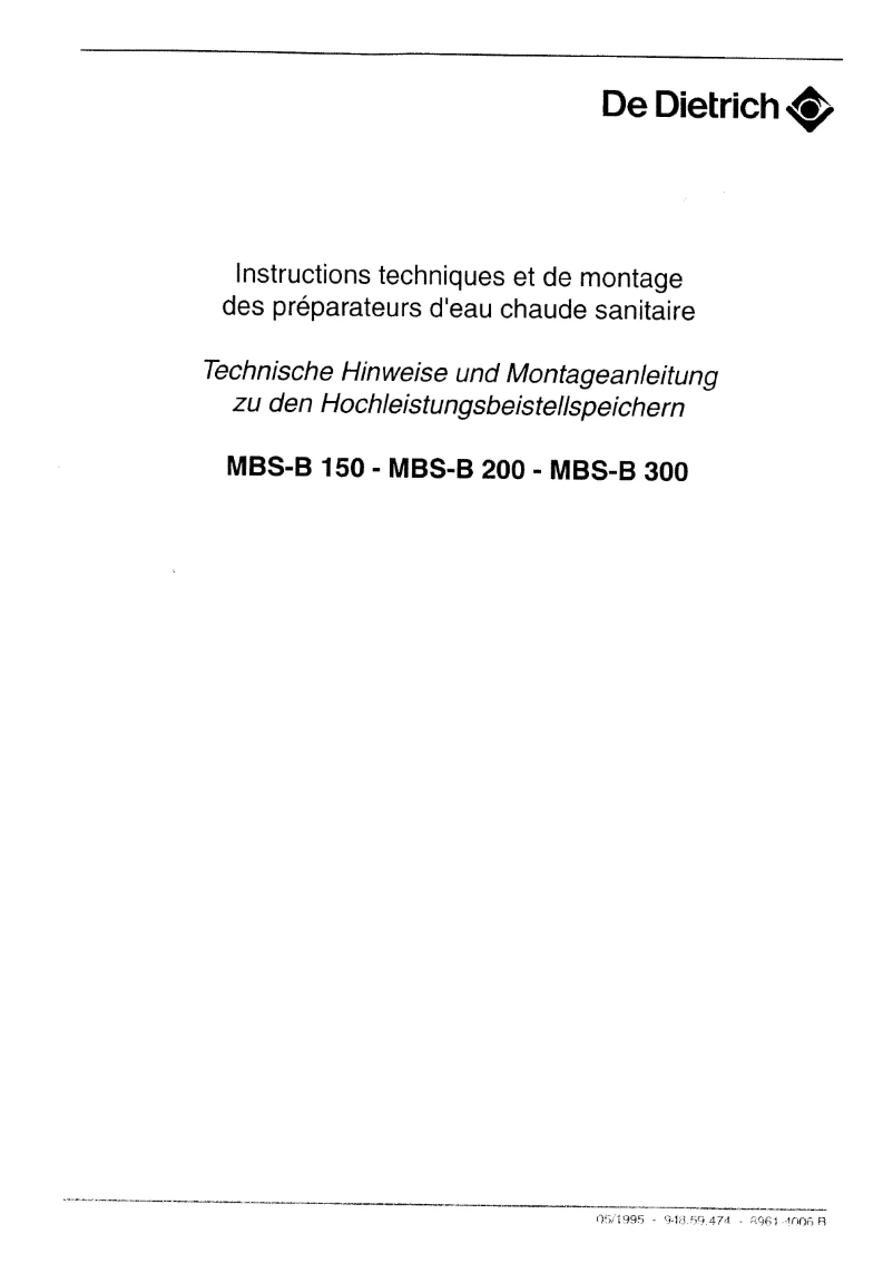 Page n°1 - Manuel utilisateur De Dietrich MBS-B 300