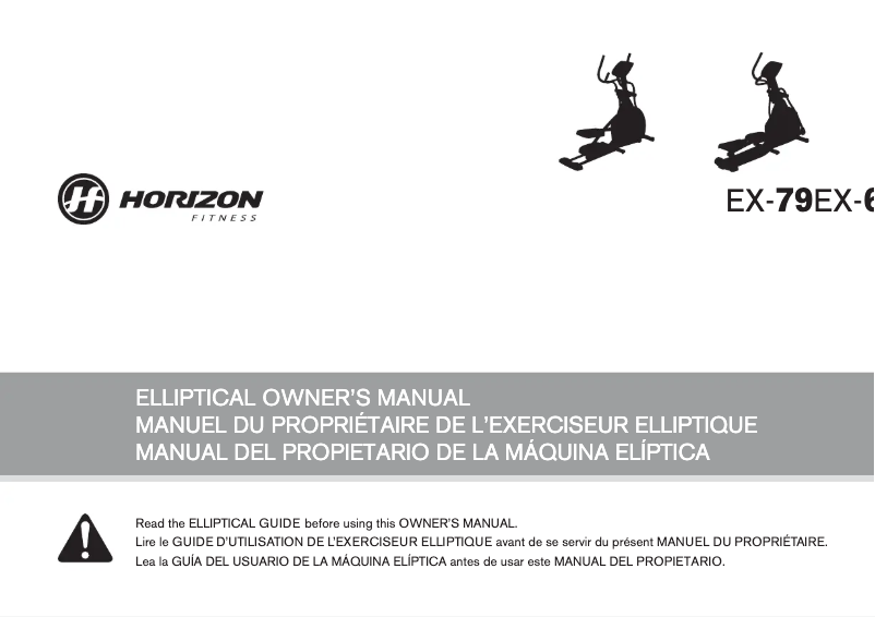 Página 1 del manual Manual de usuario Horizon Fitness EX-79
