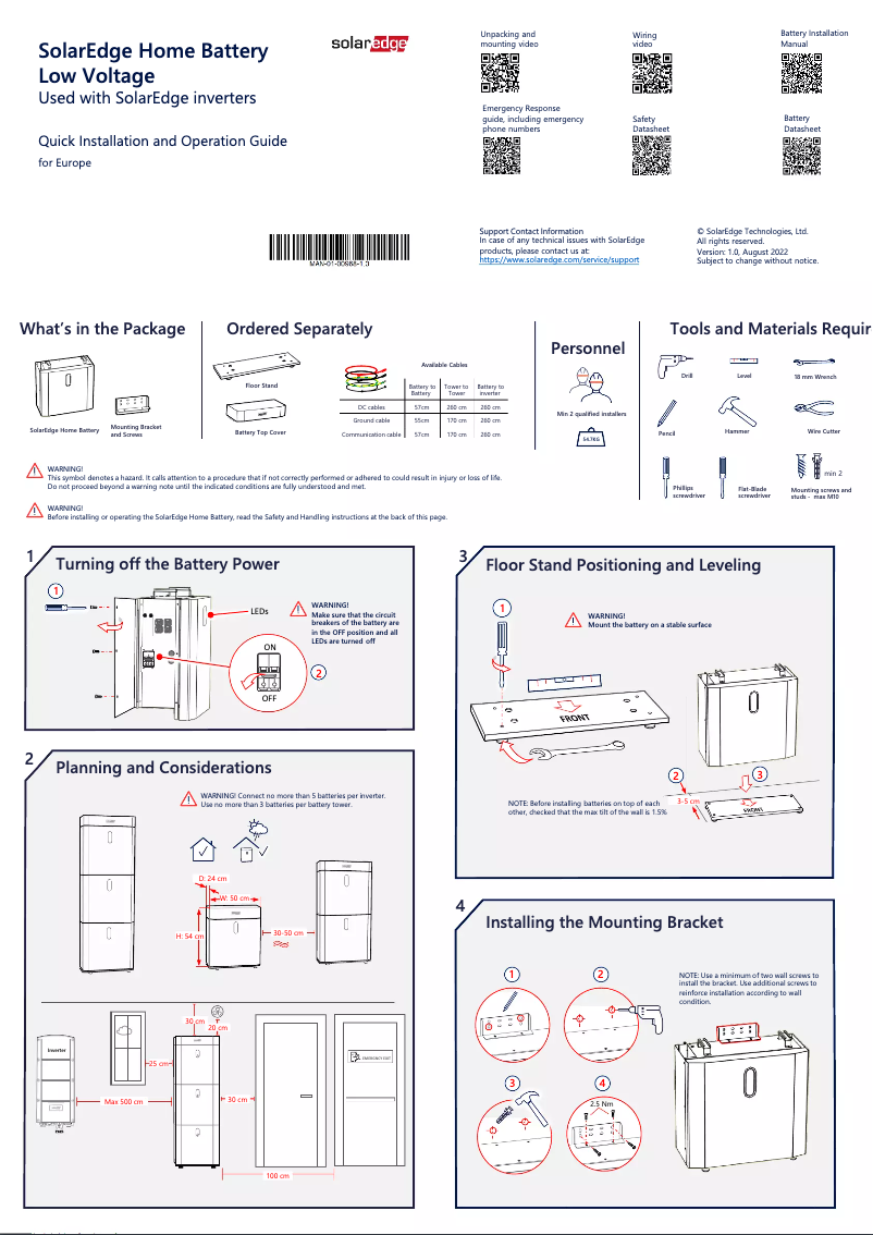 Página 1 del manual Manual de usuario SolarEdge IAC-RBAT-5KFSTD-01