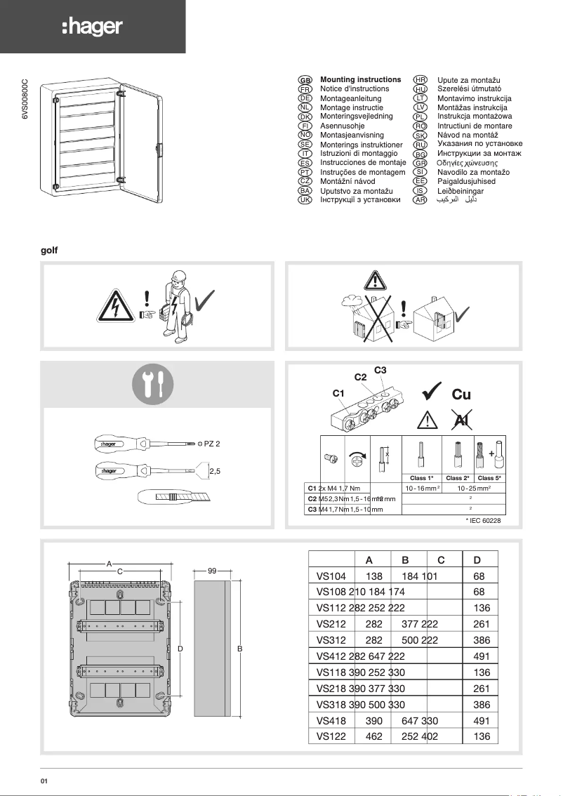 Page n°1 - Manuel utilisateur Hager VS108PD