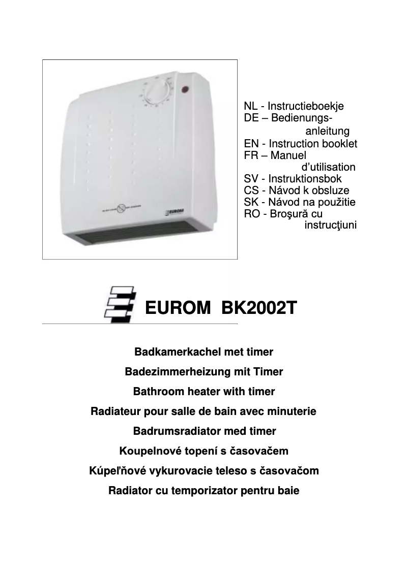 Página 1 del manual Manual de usuario Eurom BK2002T