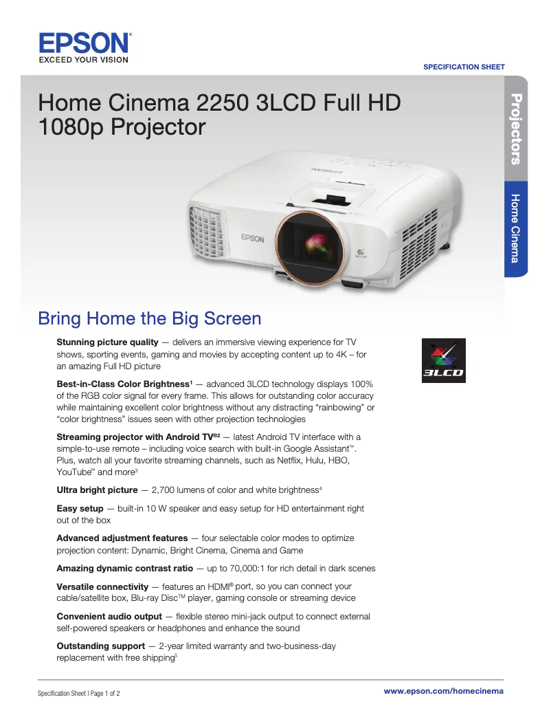 Imagen de la primera página del manual del dispositivo Home Cinema 2250