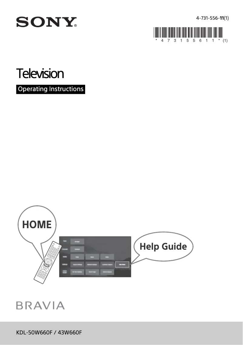 Page n°1 - Manuel utilisateur Sony Bravia KDL-50W660F