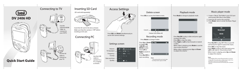 Page 1 de la notice Manuel utilisateur Trevi DV 2406 HD