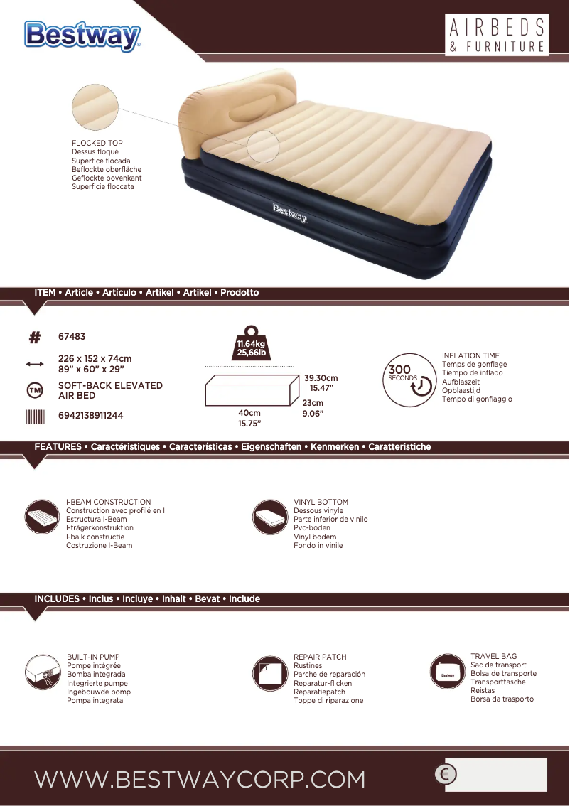 Page 1 de la notice Manuel utilisateur Bestway 67483