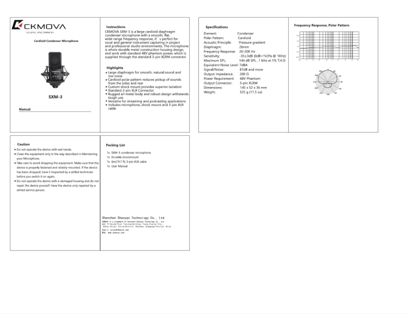 Page 1 de la notice Manuel utilisateur CKMOVA SXM-3