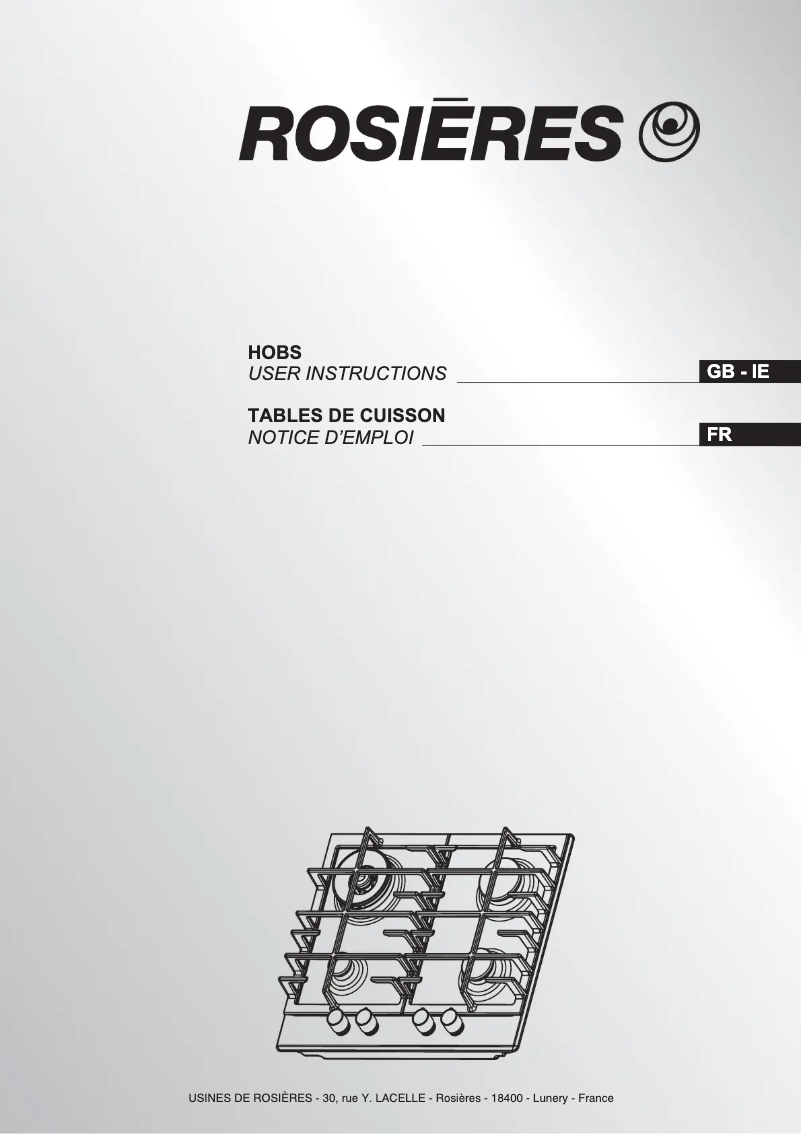 Page 1 de la notice Manuel utilisateur Rosieres RHG 63 B 5 WMXK