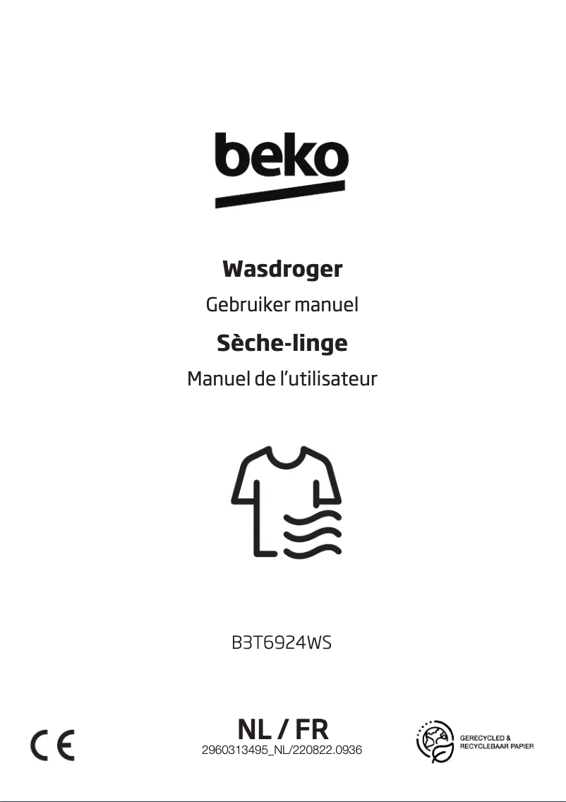 Page 1 de la notice Manuel utilisateur Beko SteamCure B3T6924WS