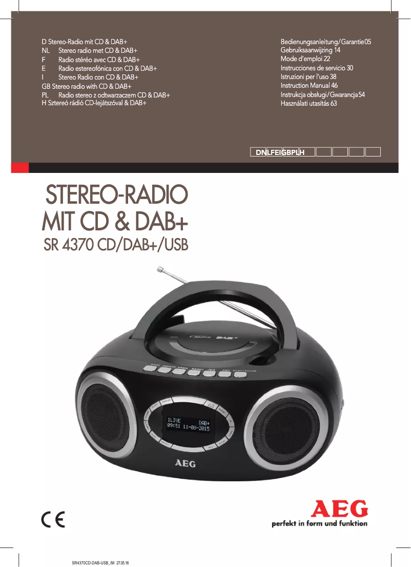Page n°1 - Manuel utilisateur AEG SR 4370